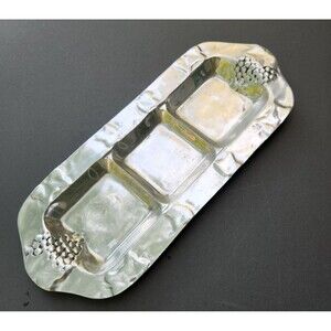 Pewter Crudite' Serving Tray Made in Cancun Mexico